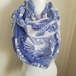 Blue and White Patterned Scarf